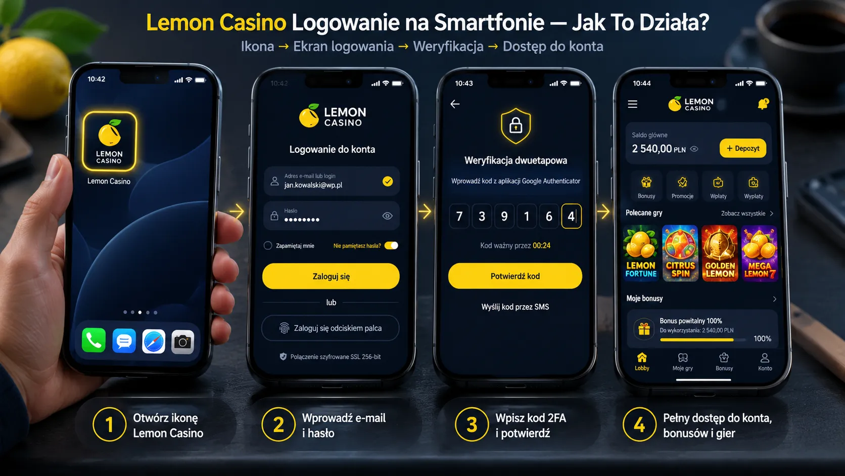 Lemon Casino logowanie na smartfonie