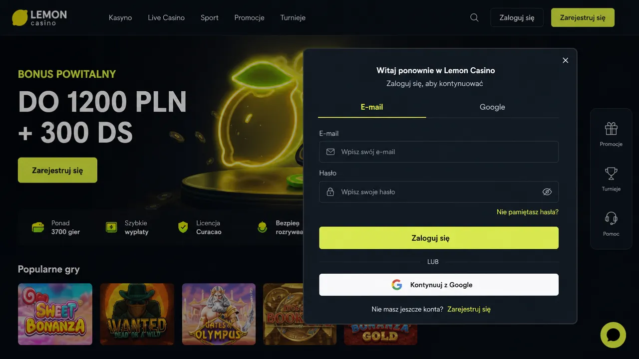 Lemon Casino login — bezpieczny dostęp do konta