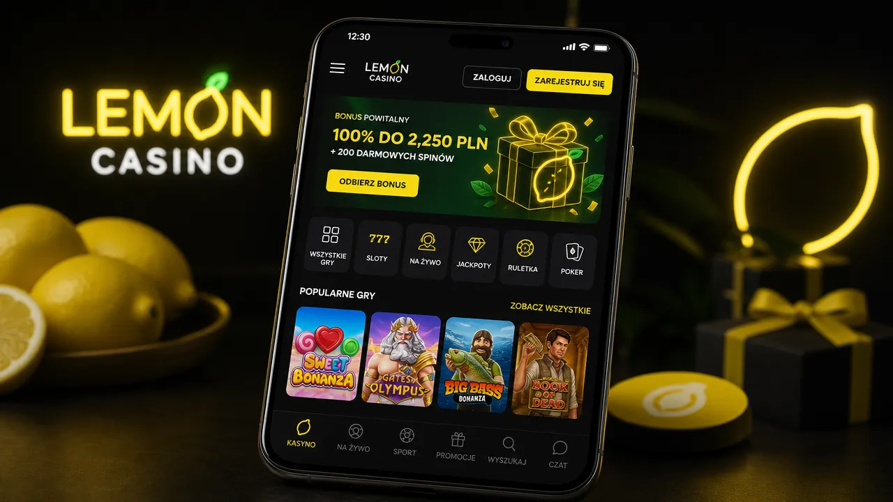 Lemon Casino aplikacja mobilna – strona główna na smartfonie
